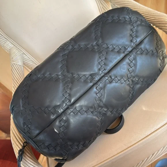 BOTTEGA VENETA Padded Black Intrecciato-Trimmed Leather Satchel. RT $ 3998. - Picture 4 of 16